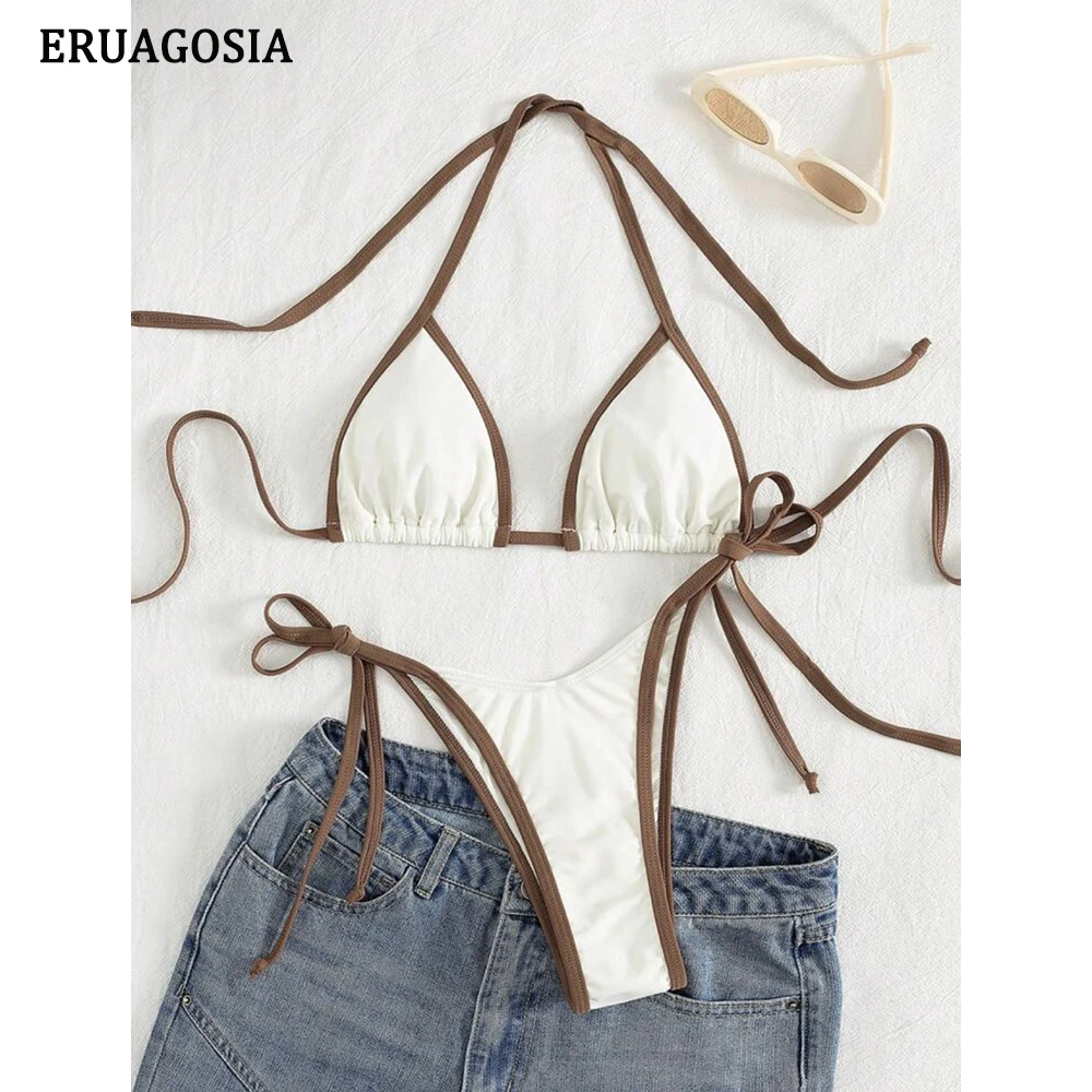 

Micro Sexy Bikini 2026 New Swimwear Women Retro Color-Blocking Swimsuit 2 piece Bikini Set Female Beachwear Summer Bathing Suit