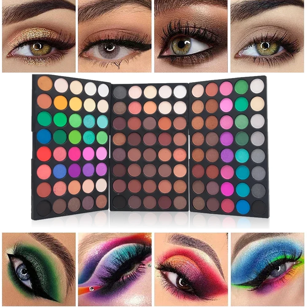 120-kolorowy makijaż oczu Wodoodporny makijaż Nude Eye Shadow Palette Glitter Matte Pigmented Powder Pressed Shine Eyeshadow Cosmetic