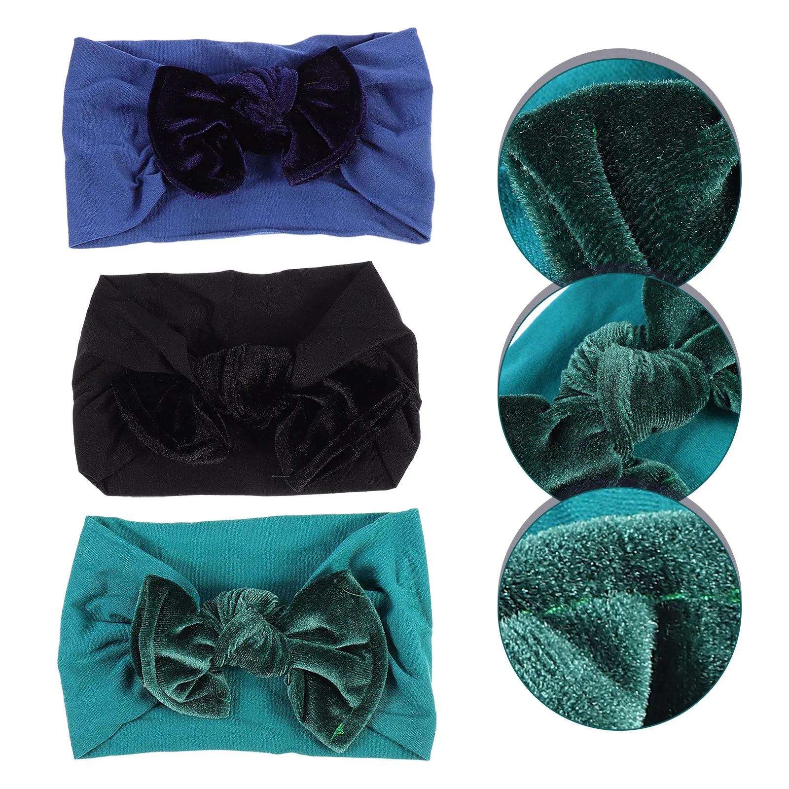 

3Pcs Headdress Nylon Decorative Head Bands Shower Birthday Party Hair Ornament Bowknot Headband