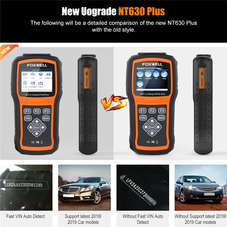 Foxwell NT630 PLUS OBDII engine diagnosis ABS SRS code reading and clear code reading data stream