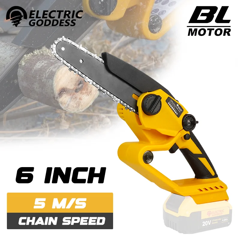 

Электрическая богиня 6 дюймов бесщеточная электрическая цепная пила для резки древесины, садовая электрическая пила, электроинструмент для Dewalt 20 В, аккумулятор
