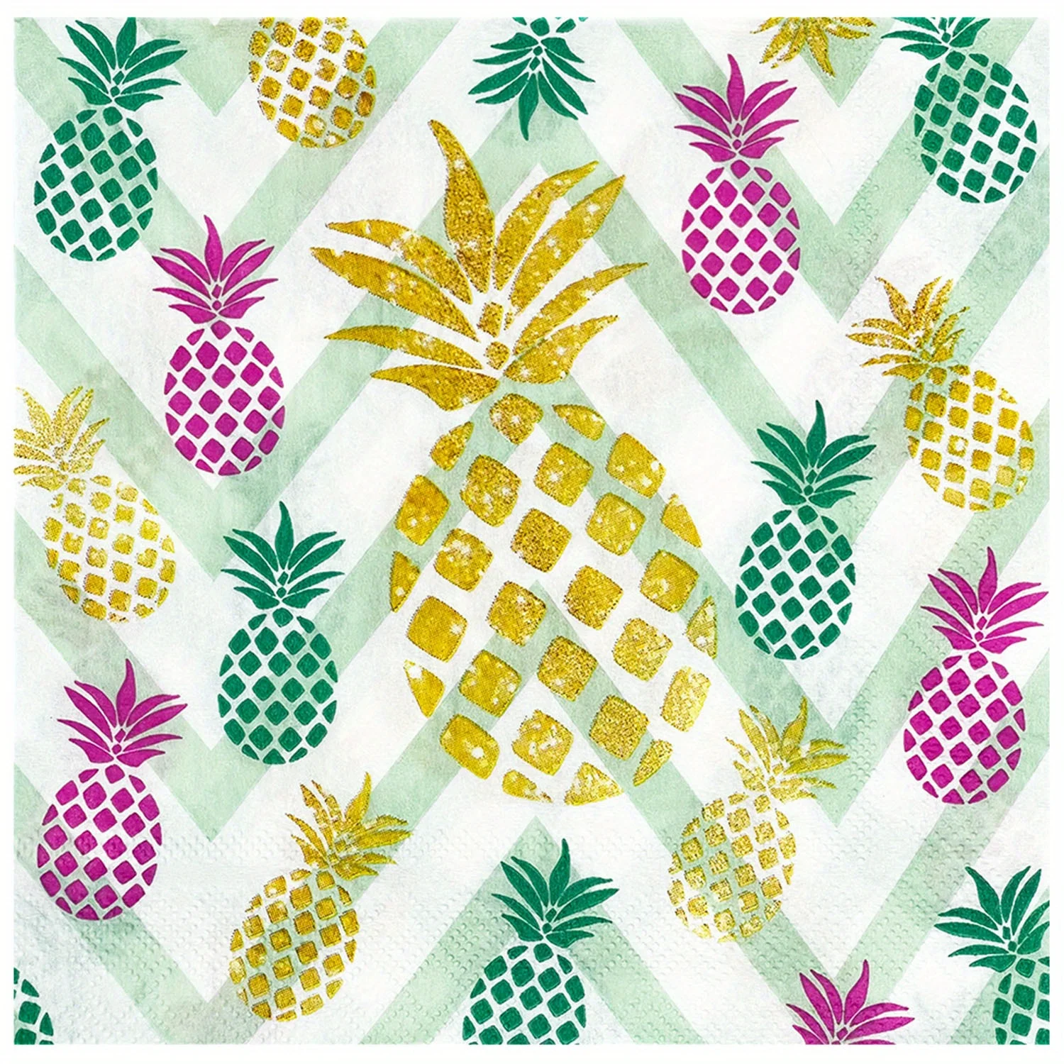 20 Count Disposable Paper Party Napkins 2 Ply Pineapple Print Decorative Beverage Guest Luncheon Dinner Cocktail Napkins - view 6