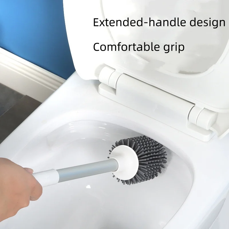 Silicone Toilet Brush with Base WC Cleaner Brush with Holder Soft Bristle Cleaning Tools Bathroom Accessories