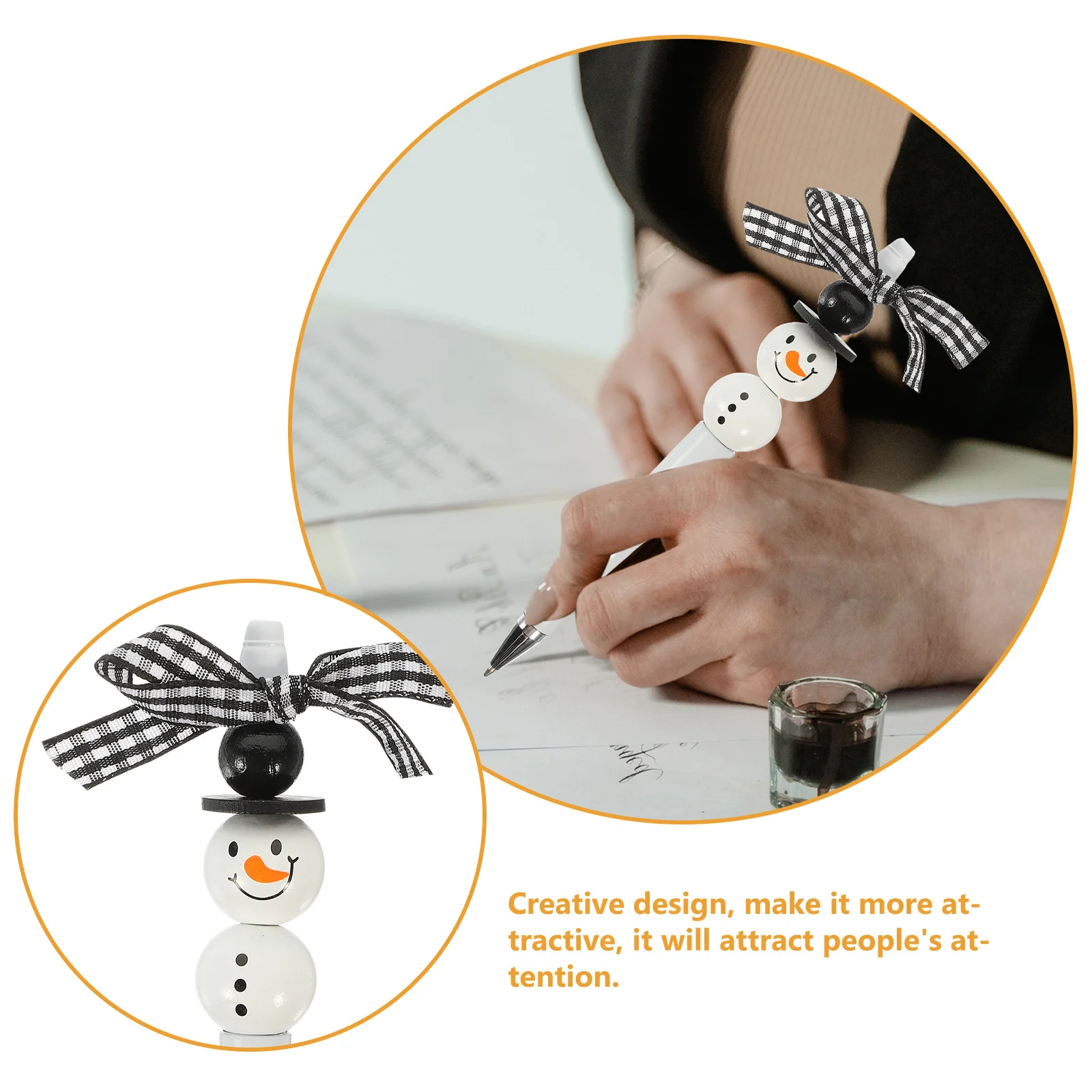 

1Set Beadable Pen Creative Wooden Polyester Ergonomic Design for Office Home Holiday Party Gift Writing Ballpoint Pen