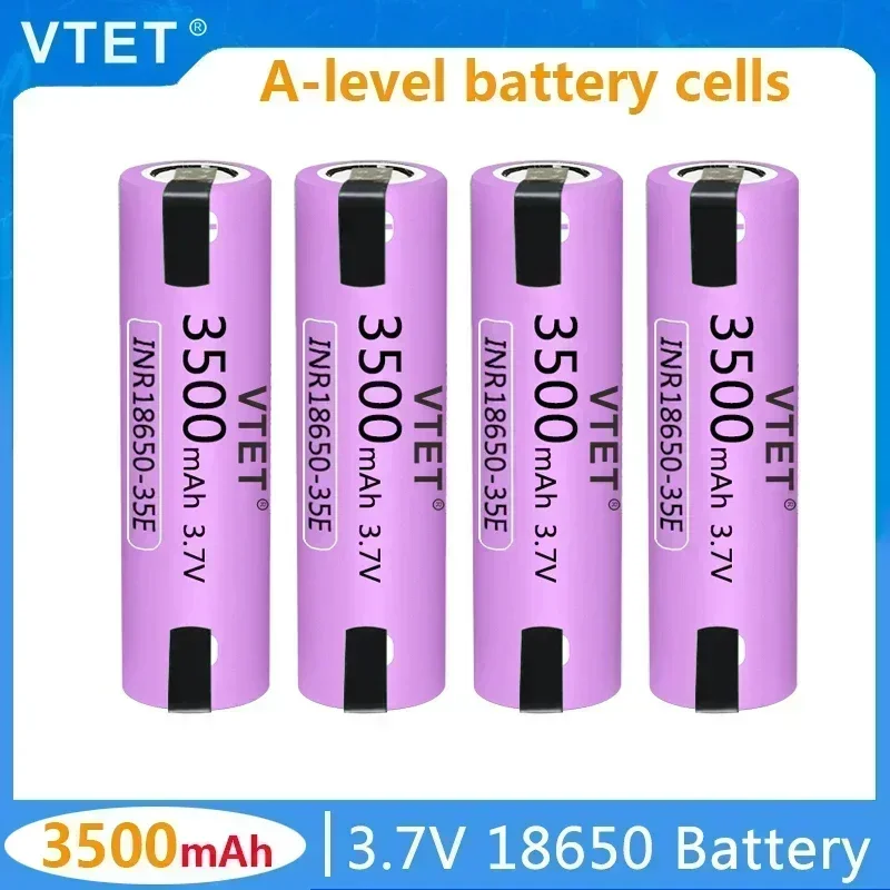 2024 VTET New 35E 18650 3500mah High Power Discharge Chargeable Battery High Power Discharge, 30a High Current + DIY Nickel