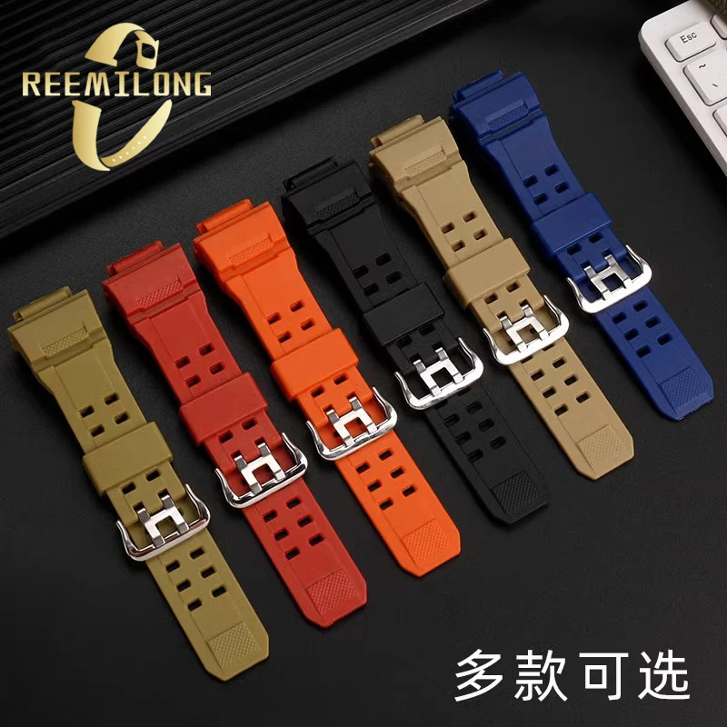 Silicone rubber watch strap 16mm Convex joint black red orange blue green beige watchband For CASIO G-SHOCK 3410 GW-9400 GW9300