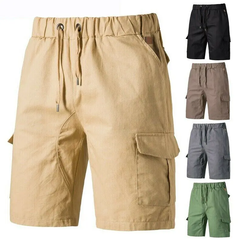 Pantalones cortos Cargo con botones de camuflaje para hombre, ropa de calle informal holgada con múltiples bolsillos, pantalones cortos de Hip Hop tácticos militares, Verano