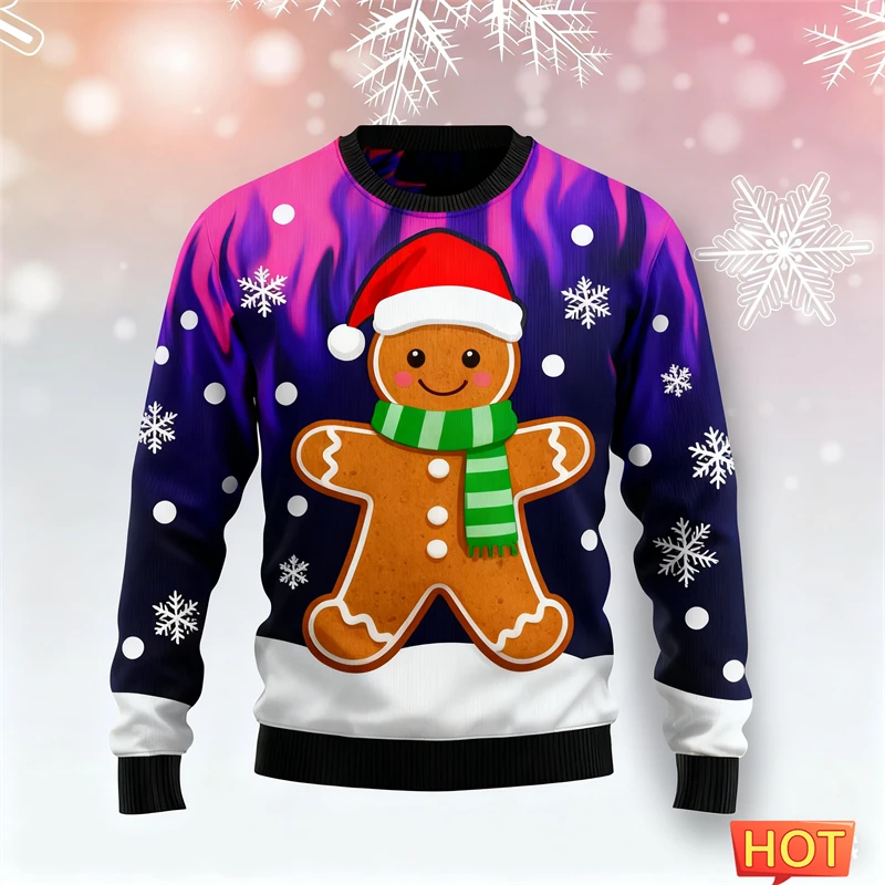 الزنجبيل رجل سترة عيد الميلاد القبيحة للرجال الملابس سانتا سترة قبيحة عيد الميلاد عطلة حفلة طاقم الرقبة البلوز ملابس حريمي #3