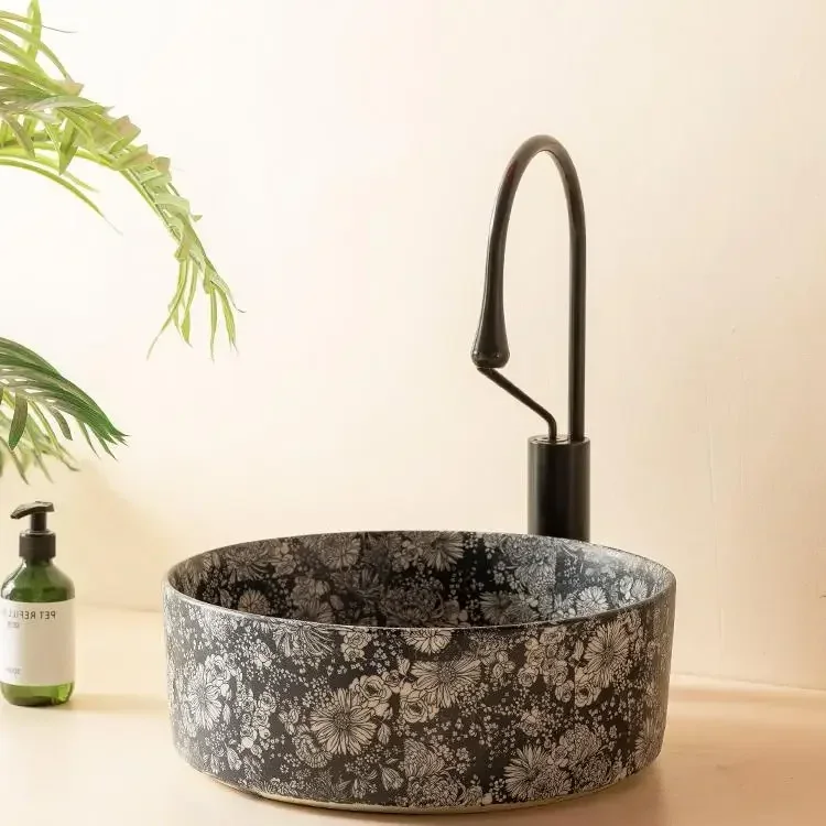 

Round basin on the stage hand-washing ceramic sink small size single basin on the stage home balcony bathroom hotel outdoor