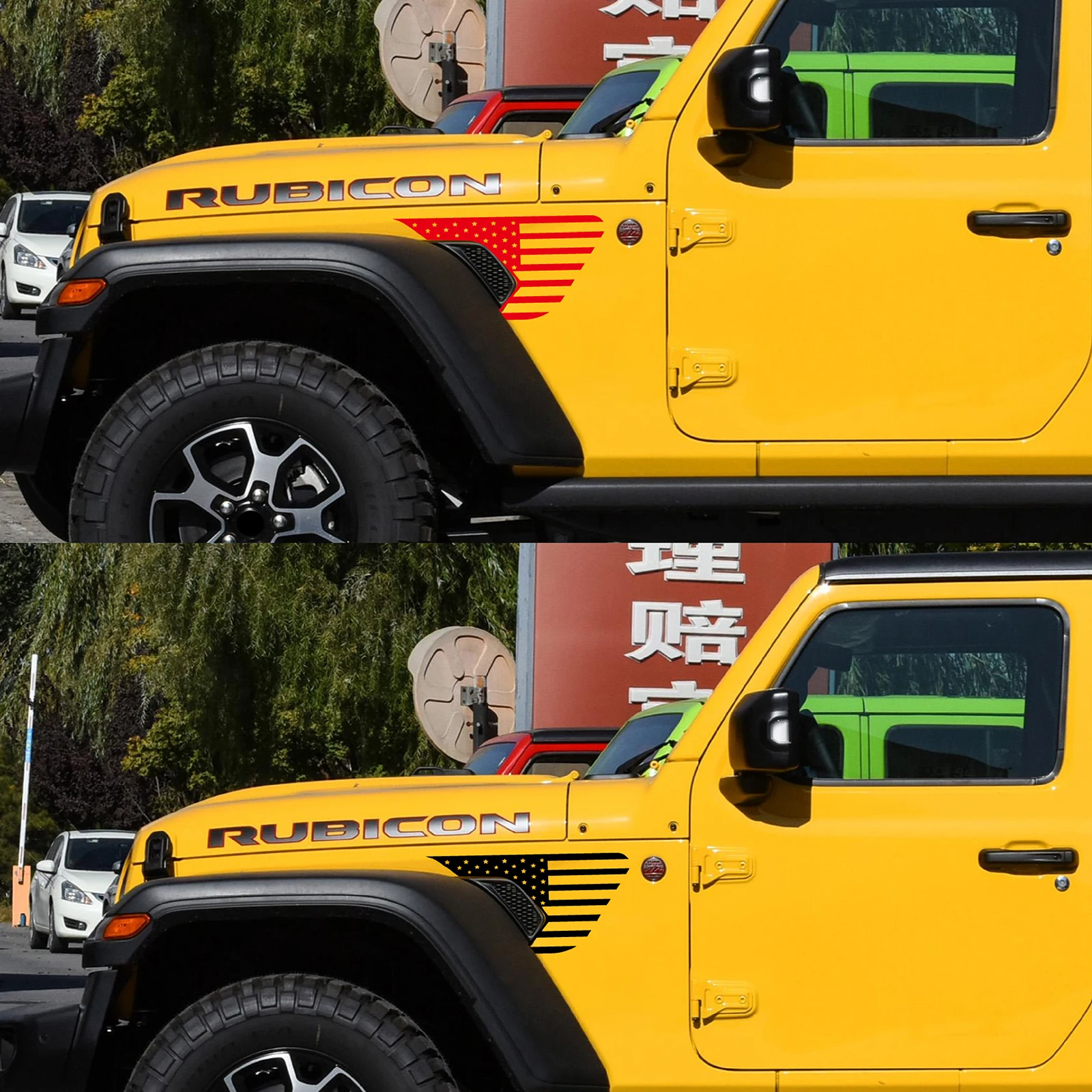 2 Stück Fender Side Vent Aufkleber Verwendung für Jeep Wrangler JL Gladiator 2018 2021 USA Flagge Grafik Vinyl Aufkleber Dekor Autozubehör