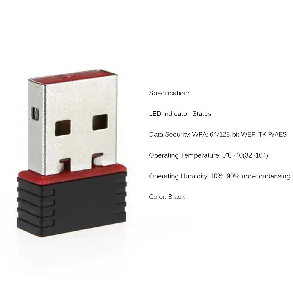 1pc Mini USB Wireless Wifi Adapter Dongle Receiver Network LAN Card PC 150Mbps USB 2.0 scheda di rete Wireless