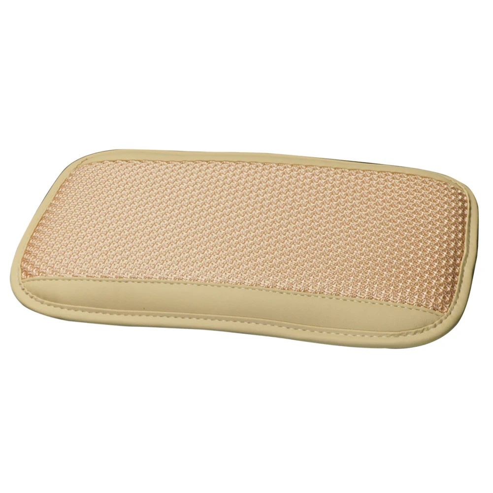 Car Front Armrest Cushion Cover Center Console Box Pad Protector Mat Universal for Four Seasons Beige
