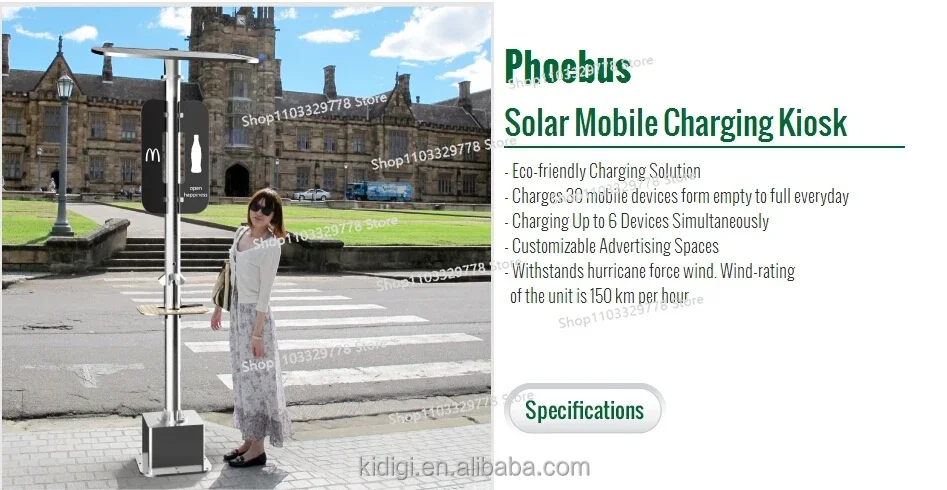 Solar Mobile Charging Kiosk perfect for park, public area, outdoor.....