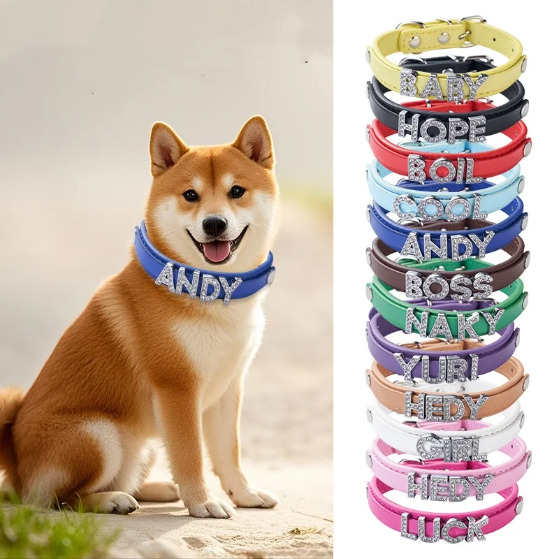 

DIY Name Water Crystal Jewelry Personalized Letter Pet Collars Dog Collars Cat Scarves Dog Leashes