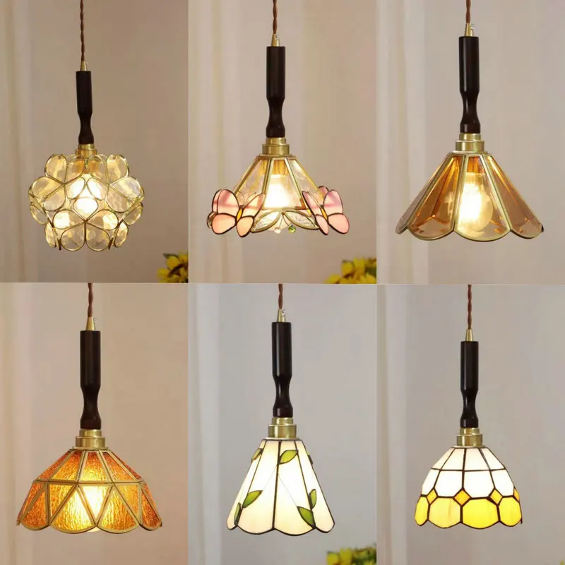 Vintage American brass walnut pendant light suitable for dining rooms, bar counters, study , glass material lights BB023HS