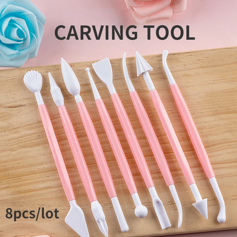 

8Pcs Fondant Cake Decorating Modelling Tools 16 Patterns Carving Flower Craft Clay Modeling Plasticine Baking Accessories Set