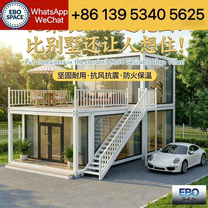 Housing concept 40ft foldable modular prefab container house outdoor villa waterproof durable system kitchen bathroom