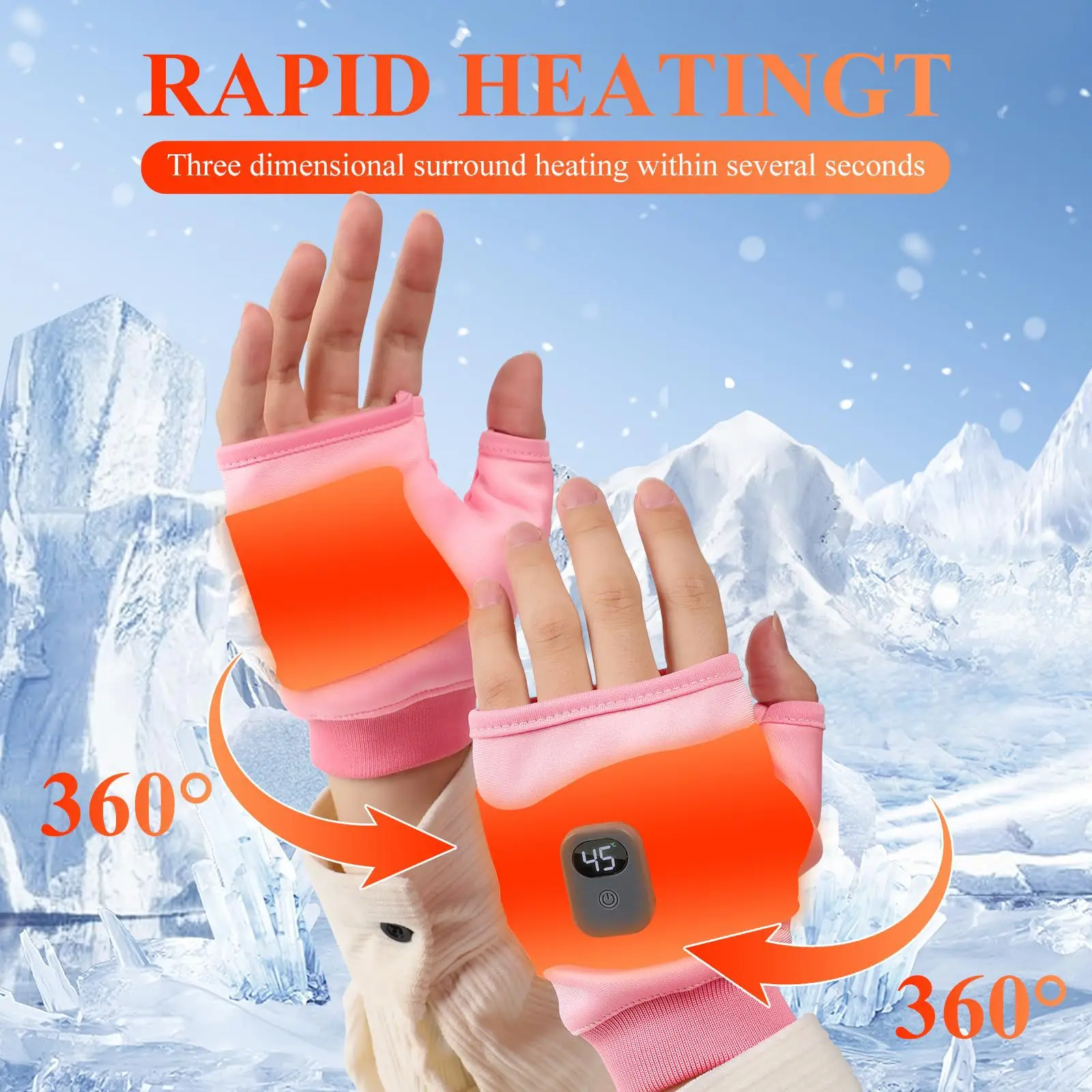 

3 Levels Electric Heated Gloves Rechargeable 360° Thermal Hand Brace Gloves Windproof Hand Warmer for Outdoor Hiking Cycling