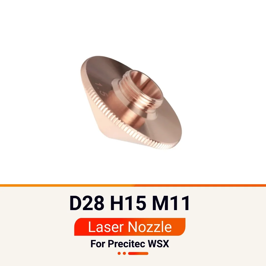

D28 H15 M11 Laser Nozzle For Precitec WSX Caliber 0.8 - 5.0mm Single Layer / Double Layers For WSX Fiber Laser Cutting Nozzles