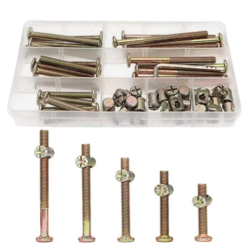 Furniture Hardware Barrel Nut - 50개 아연 도금 가구 나사 볼트