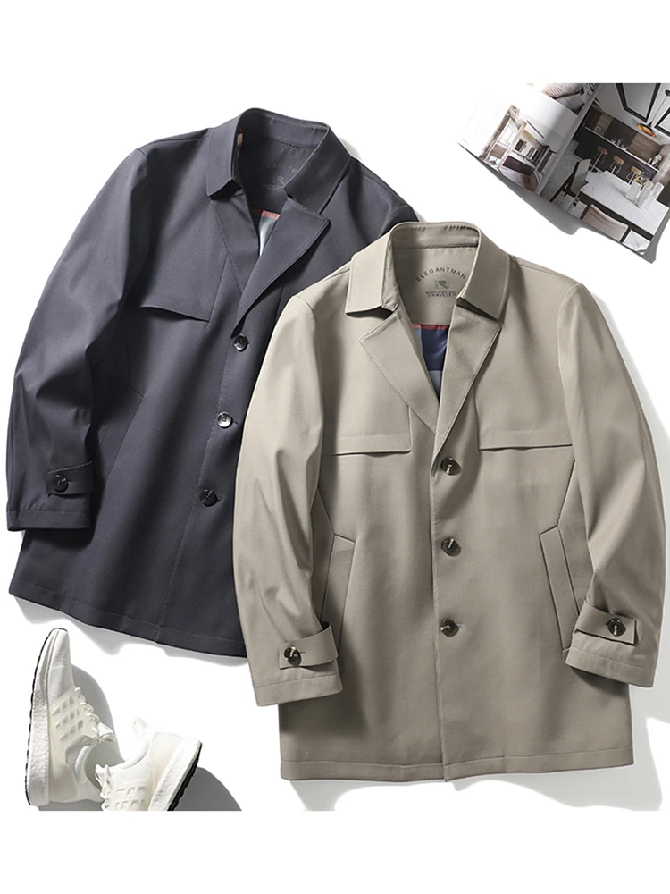 

Formal Chic! Waterproof Taped! Autumn Men's Commuter Busin Casual Mid-Length Suit Collar Windbreaker Jaet