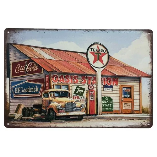 Texaco Service Station Tin Sign British Motorcycle Bike 30cm x 20cm --Tin Sign