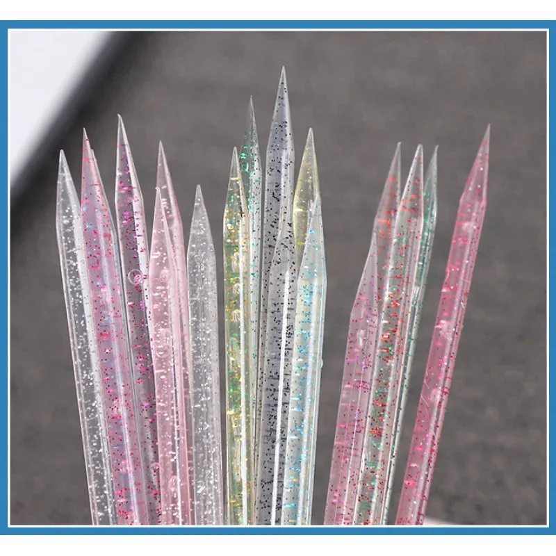 50/100pcs Reusable Double-Ended Crystal Cuticle Pusher – Professional Nail Art Tool for Cuticle Removal & Manicure Accessories