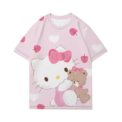 Hello Kitty Tshirt Short sleeved Sanrio T-shirt for boys and girls, parent-child outfit for couples, cute half sleeved clothes