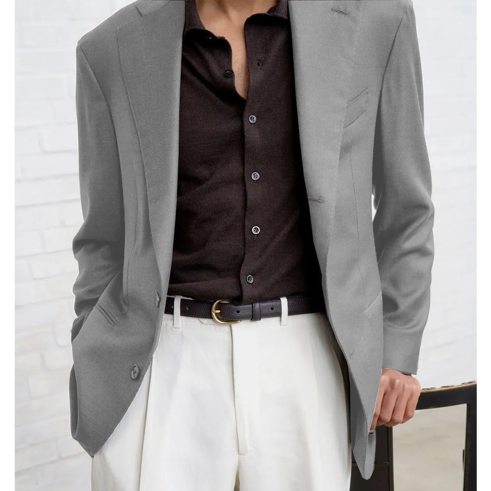 Men Suit Jacket Single Breasted Slim Fit Casual Stylish Tapered Waist Comfortable Elegant Blazer Business Formal Office Wear Men