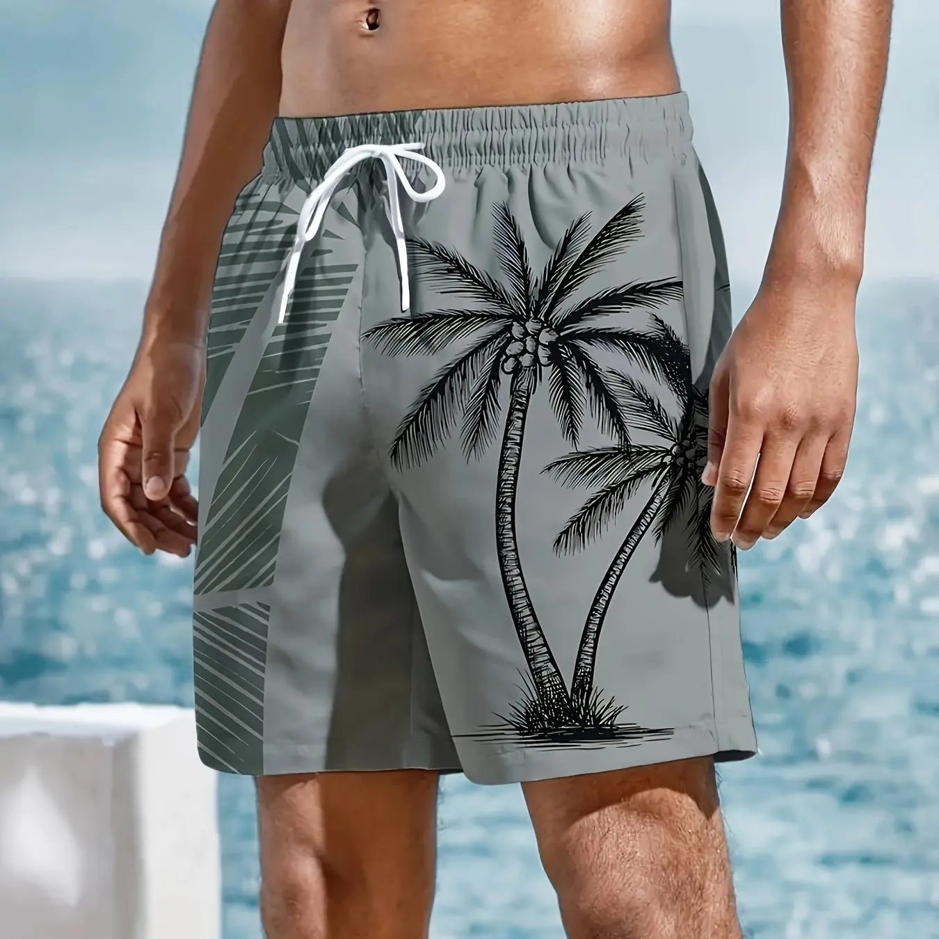 Traje de baño con estampado 3D de árbol de Coco para hombre, bañador Sexy, pantalones cortos florales, ropa de playa hawaiana, gimnasio, deporte