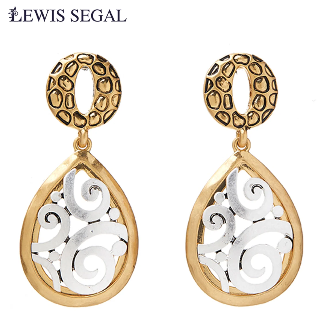 LEWIS SEGAL Medieval 18k Jewelry Vintage Earrings for Women Teardrop-shaped curved lines 18K Gold Plated