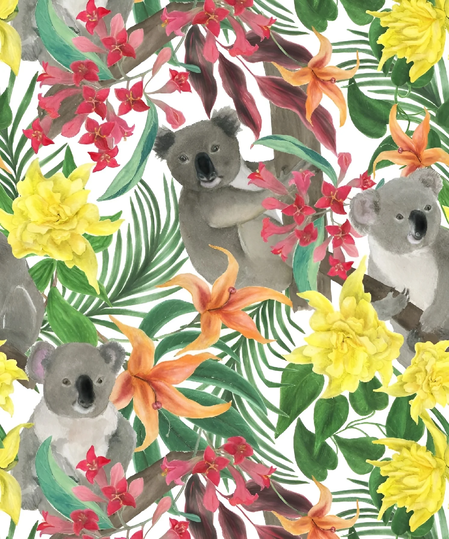 Koala Self Adhesive Wallpaper Cute Animal Cartoon Peel and Stick Wallpaper Removable Contact Paper Wall Mural for Kids Room