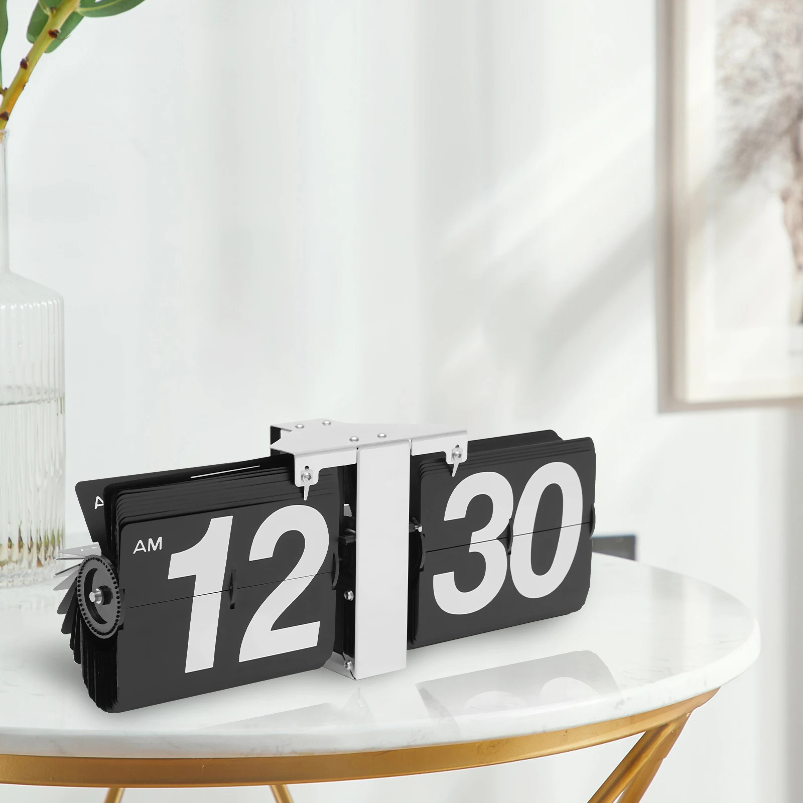 

Flipping Out Wall and Tabletop Flip Clock, Battery Operated Digital Display Flipping Out Wall and Tabletop Flip Clock, Silver