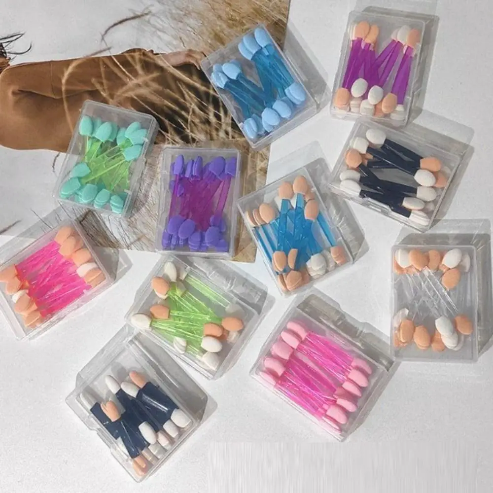 10 stuks dubbelzijdige oogschaduw borstel draagbare veelkleurige wegwerp oogschaduwborstel met opbergdoos beauty kit borstel