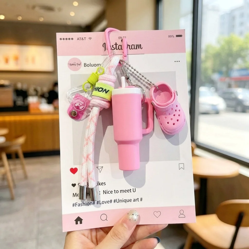 Wasserflaschen-Schlüsselanhänger, trendiger gewebter Seil-Schlüsselring und Handgelenkschlaufe für Handtaschen, Anti-Verlust-Autoschlüsselanhänger, Kopfhörer-Dekoration, Geschenke – Detail 6