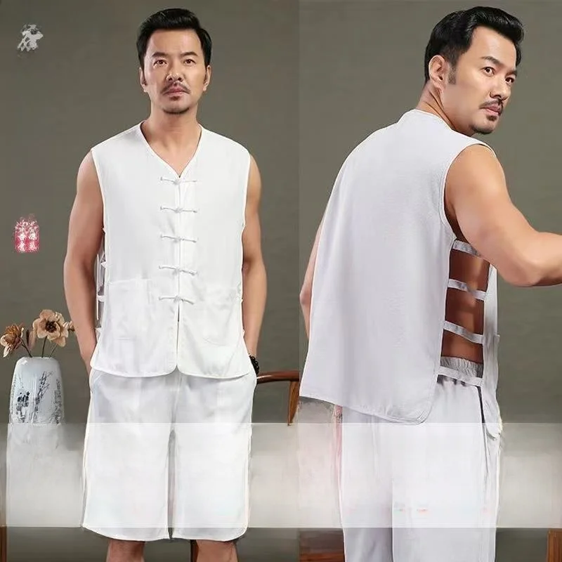 

Summer New Cotton Linen Casual Open Cardigan Vest orts for Farmers Plang Dou Di Zhu Faionable Urban Sle V-Ne ...