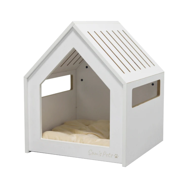 Solid Wood Pet Furniture Cat House Wooden Small Dog Houses Indoor White Dog Crate Houses Without Door