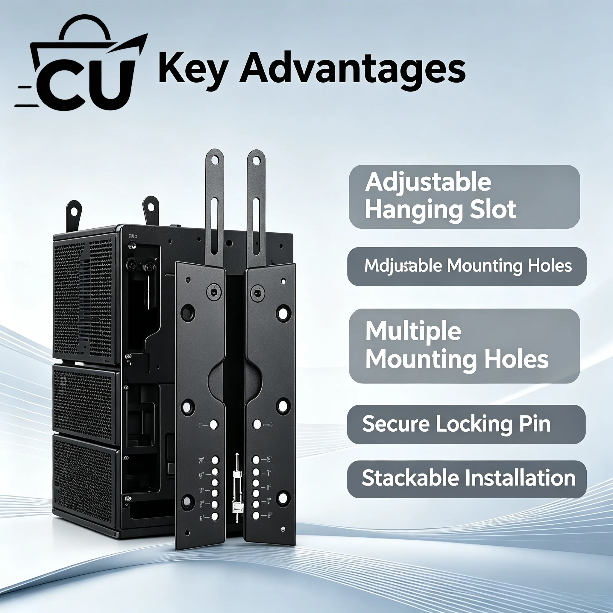 Aluminum Linear Array Speaker Hanging Bracket, Professional Aluminum Profile Hanger Accessory for Line Array Audio Cabinet