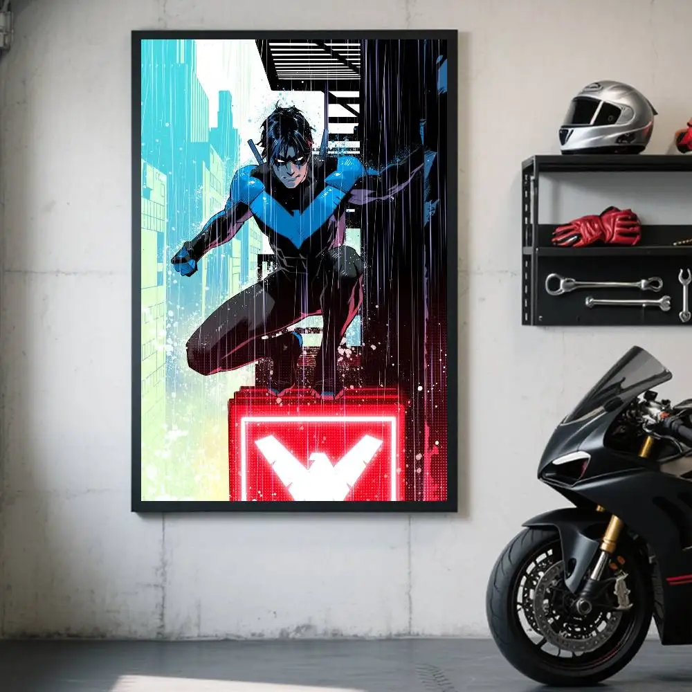 1 Stück Justice League Charakter Nightwing Poster, selbstklebender Kunst-Aufkleber aus wasserfestem Papier, Kaffeehaus, Bar, Zimmer, Wanddekoration – Detail 11
