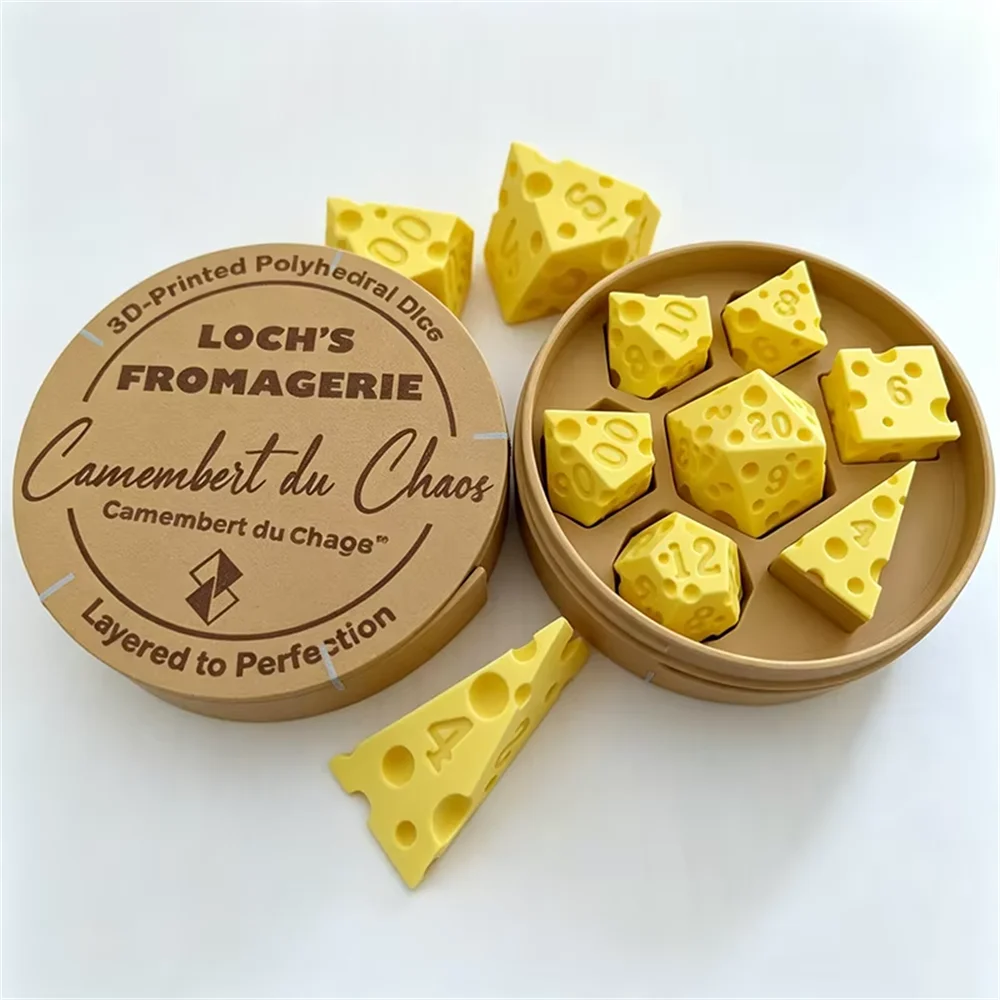 Lrregular Cheese Dice Box Ornament Party Props Board Game D4 D20 Set Miniature Convenient to Carry For Adult Family Gathering