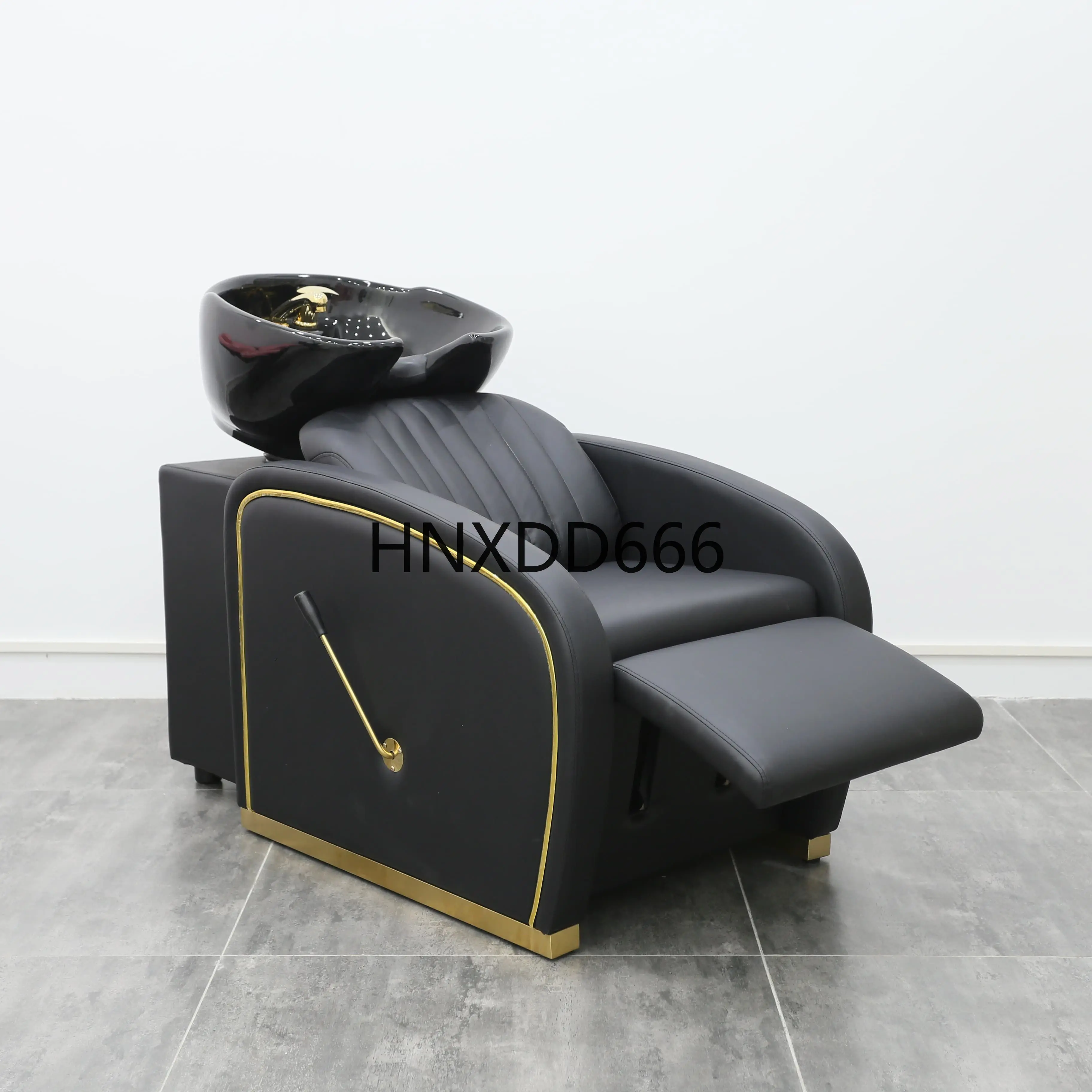 

Modern Salon Furniture Factory-Supplied Black Leather Shampoo Hair Wash Chair with Bowl for Hair Wash Salons