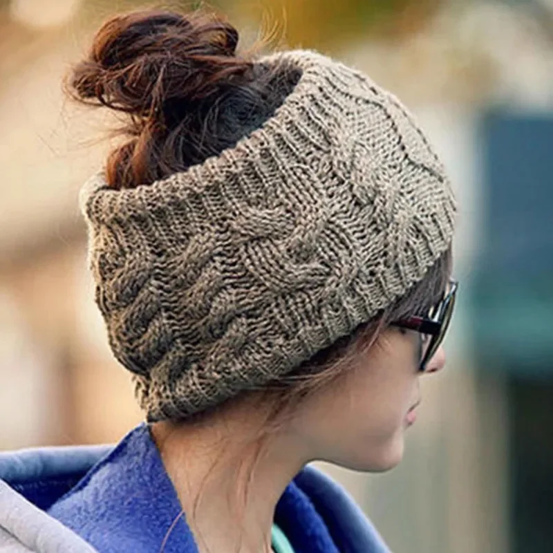 

Women Warm Winter Snow Hat Fashion Knit Headband No Top Wool Hat Headband
