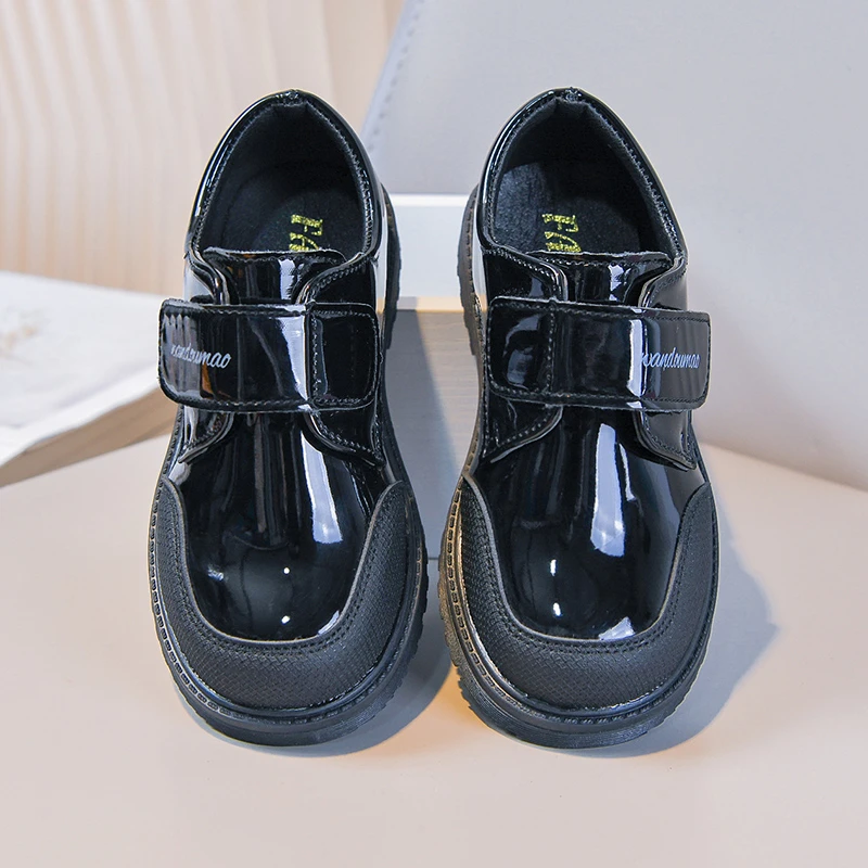 

Детские кожаные туфли для мальчиков, новые, весенние, в британском стиле, для школы, выступлений, свадеб, вечеринок, черные, повседневные, мокасины