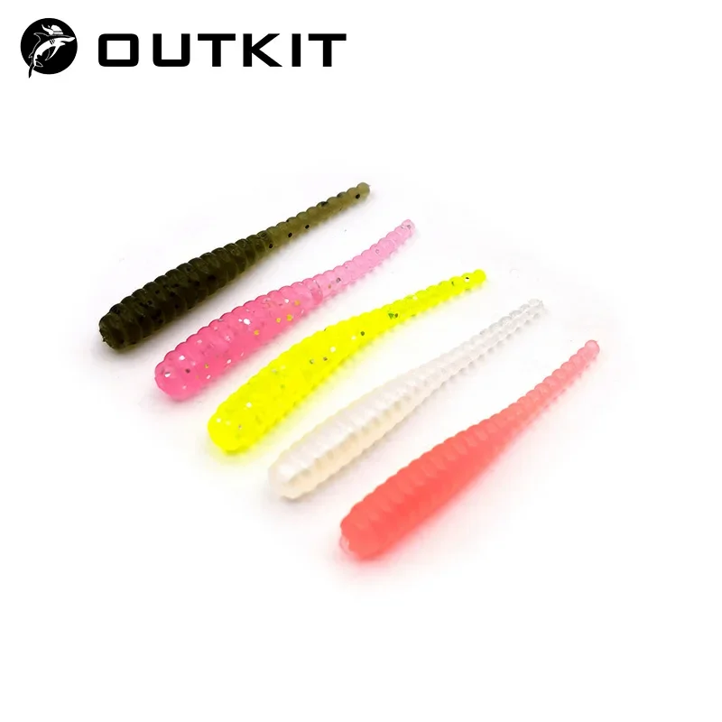 OUTKIT New Soft Lure 10pcs Silicone Bait 35mm 0.3g Straight Tail Pin Swimbait Wobblers Worm bass Carp Rockfishing Fishing Tackle