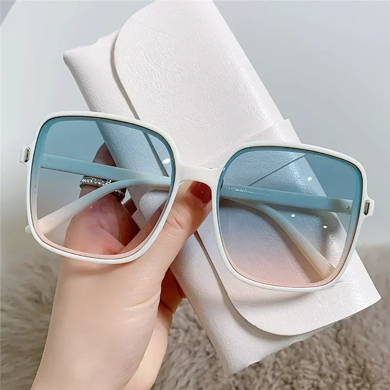 Outdoor UV400 Sunglasses Gradient Square Decoration Black Large Frame Transparent Trend Sunglasses 2024 Oversize Fashion Glasses