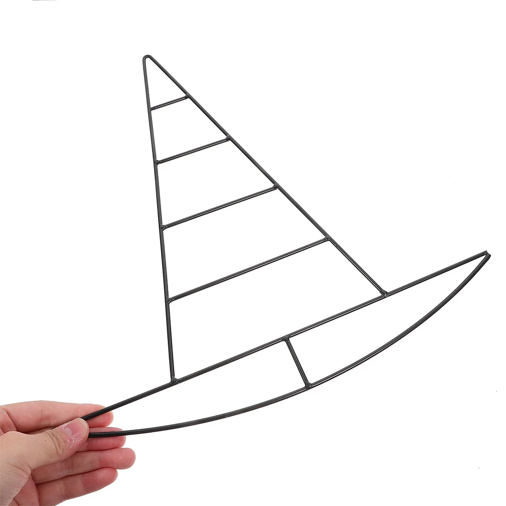 

4Pcs Witch Hat Shaped Wreath Frame Iron DIY Craft Metal Wire Ring for Christmas Halloween Decoration Hanging Ornament