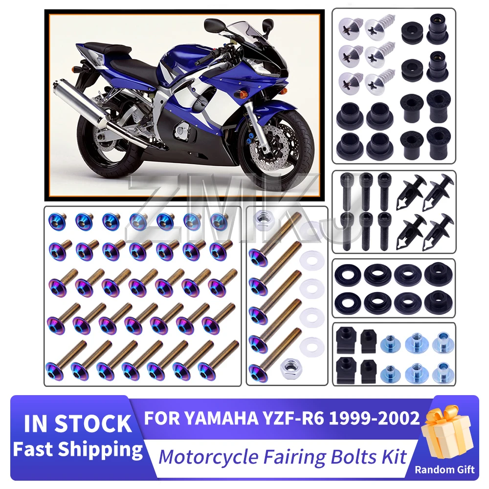 

For Yamaha YZF R6 YZF-R6 1998-2002 Motorcycle Stainless Complete Bodywork Fairing Bolt Kit Screws Clip Motorcycle Accessories