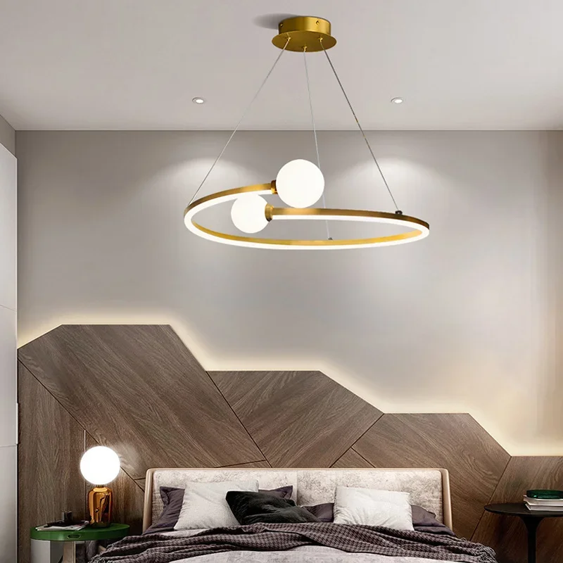 

Nordic Ring Chandelier Gold Finish Pendant Lamp Hanging Light Lusters Luminaires for Living Room Bedroom