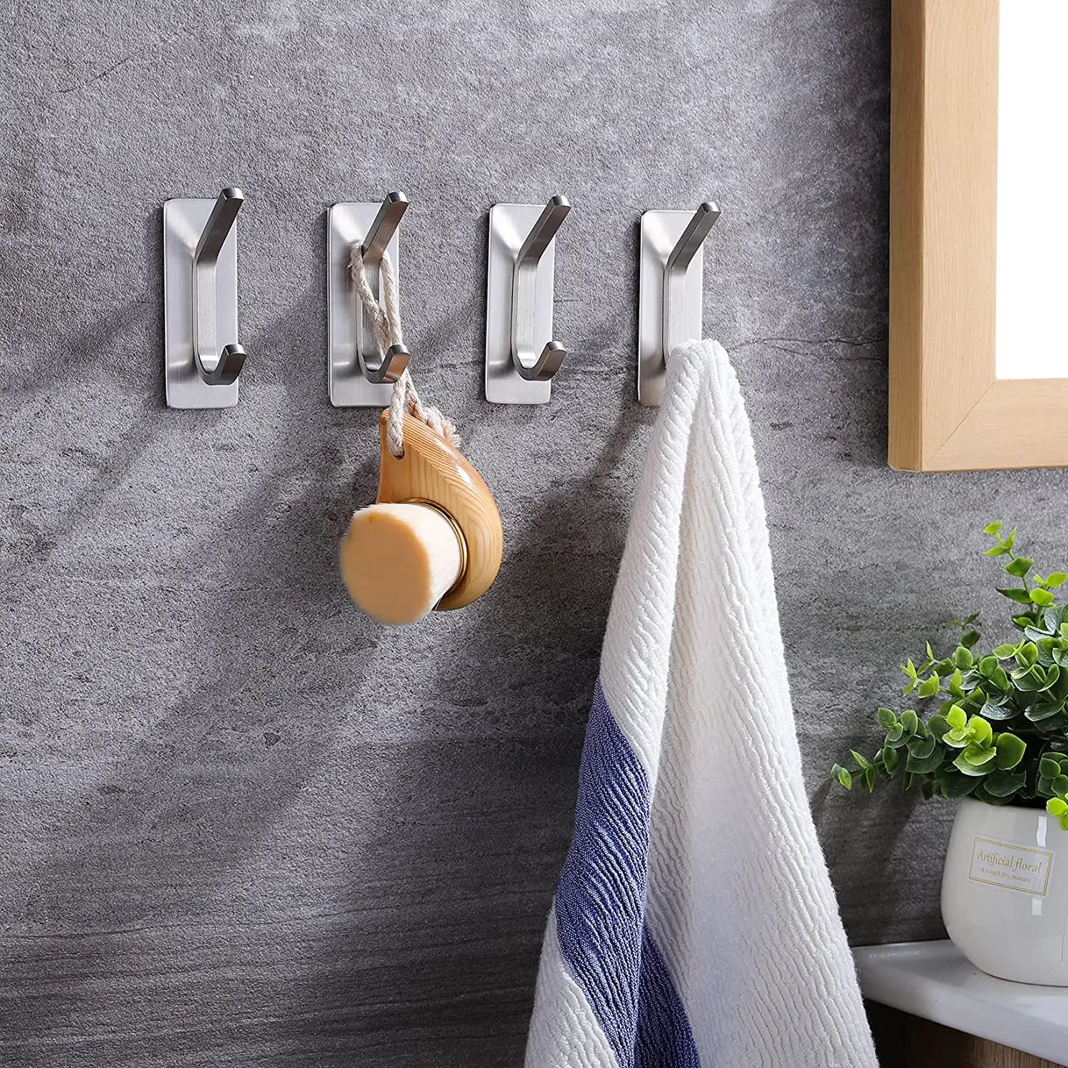 Fliger Silver Wall Hooks Double Hooks Towel-Hooks for Bathroom Clothes Coat Hook Key-Hooks Robe Hook Bathroom Hardware