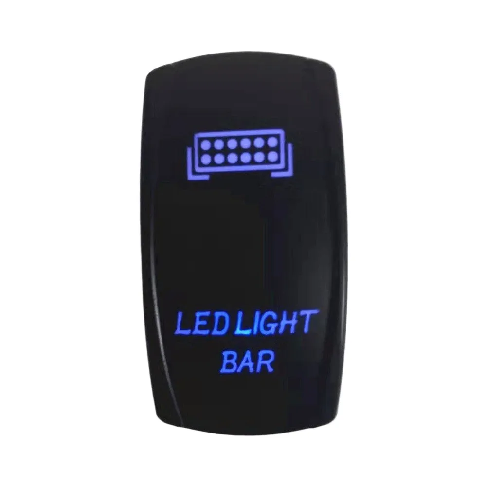 LED Light Bar Rocker Switch 5 Pin 20A 12V Blue Backlit For Polaris For Ranger Boat Yacht For ATV UTV Truck Car